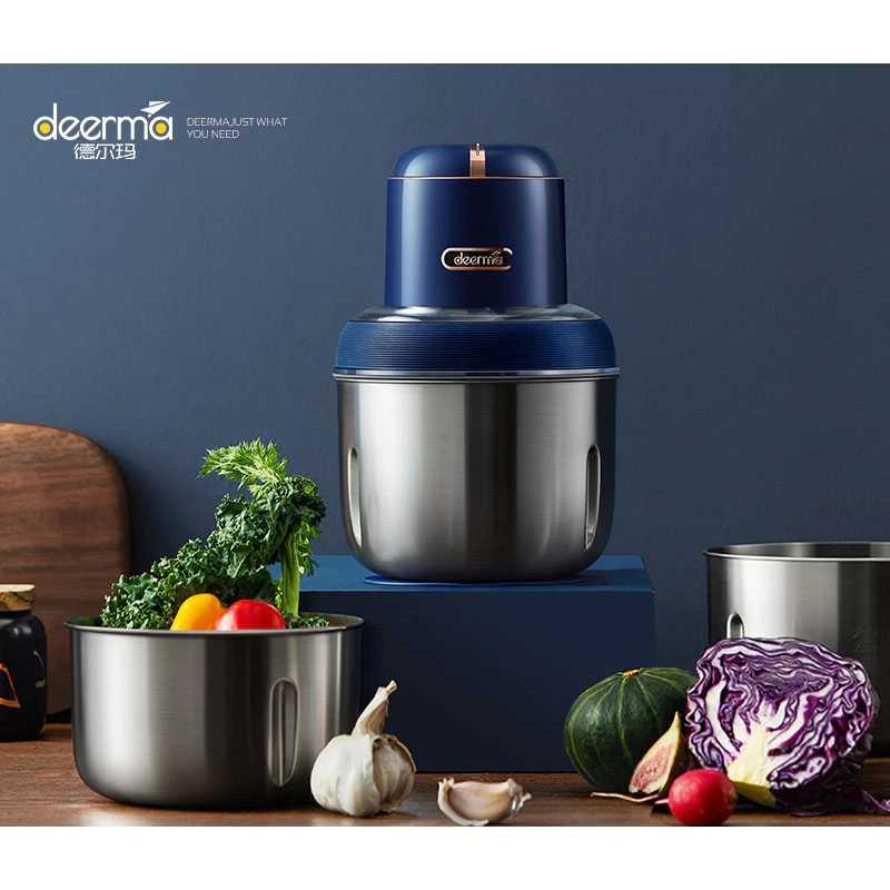 Deerma Pro Blender Penggiling Daging Meat Grinder 1.2L EM-JR08 Pisau Blender Daging Penggiling Daging Chopper Daging Blender Chopper Blender Daging Stainless Cooper Daging Choper Daging Food Chopper Stainless Steel Mini Chooper Chopper Bumbu Penggiling Bu