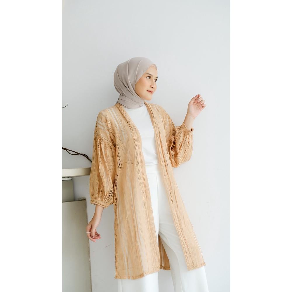 Bella Long Outer Brokat / Lace Cardigan Lengan Balon