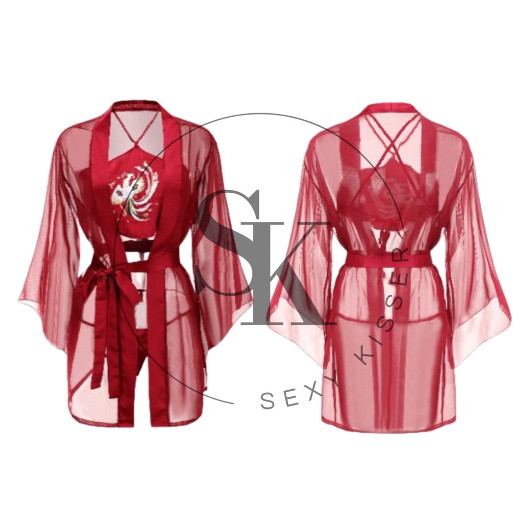 RR1388 Kimono Chinese Hanfu Sexy Lingeri Bra + Gstring + Kimono - Lingeri Lingerie by Sexy Kisser