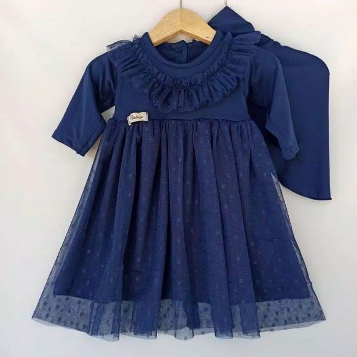PROMO GAMIS TUTU BRUKAT BABY NEW BORN - 2 TAHUN | GAMIS ANAK PEREMPUAN - NAVY, S TERLARIS MURAH ELEG