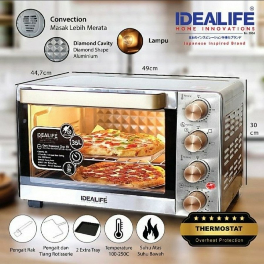 Oven Listrik / Oven kompor pemanggang roti kue 35 L IDEALIFE IL-335