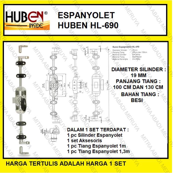 Kunci Lemari Espagnolete Espanyolet Spanyolet Huben HL 690