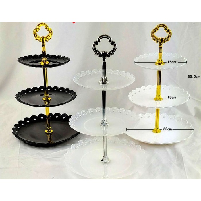 Piringku Rak Piring Penyaji Kue Buah Rak Susun 3 Cake Tier Tempat Cupcake