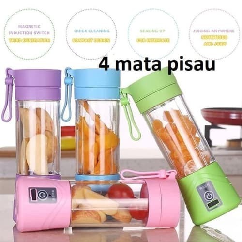 Blender HM-03 Portable Rechargeable 4 Mata Pisau / Blander Mini