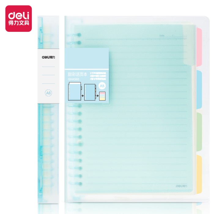 

Deli Loose Leaf Book / Binder A5/B5 Isi 60 lembar QHA560 QHB560 - A5, Biru