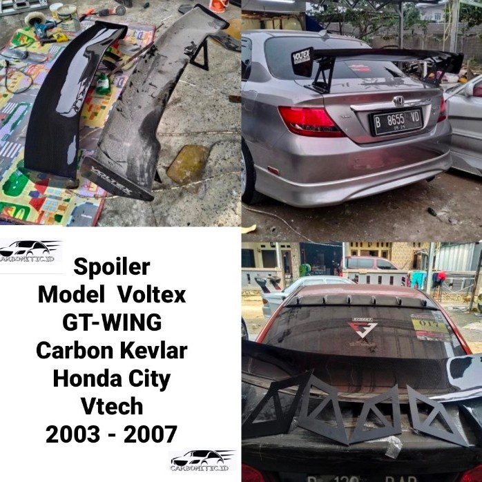 Spoiler Model GT-WING VOLTEX Honda City Vtech 2003-2007 Carbon Kevlar