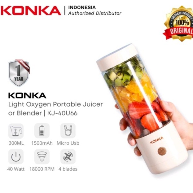 KONKA Portable Blender Mini Juicer USB blender Tanpa Kabel Gelas Kaca