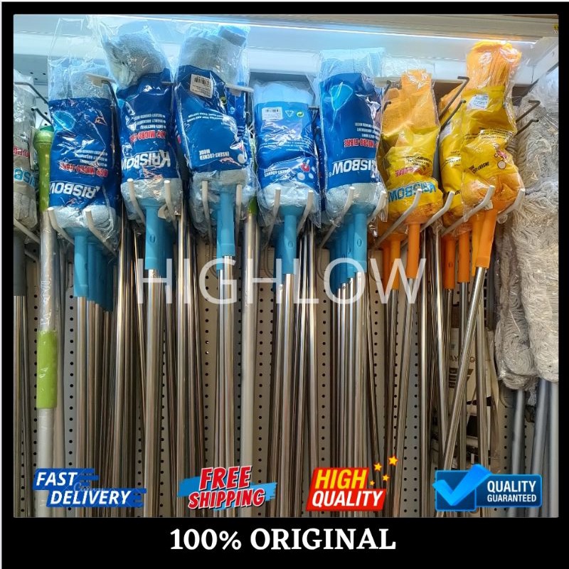 Krisbow KAIN PEL LANTAI MICROFIBER Alat Pel Lantai 1set plus tongkat / Pel Microfiber Mop Lantai 