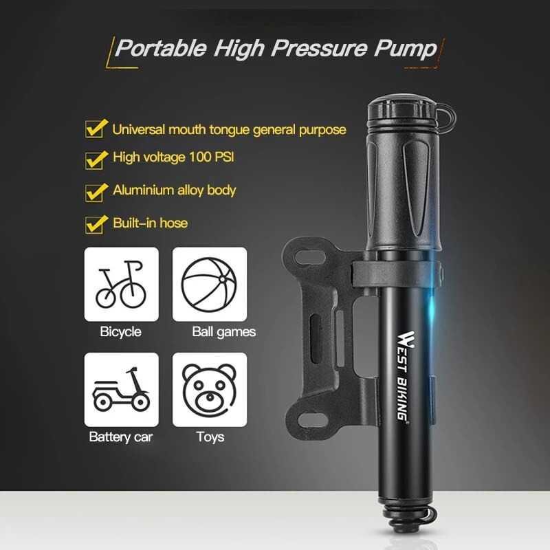 West Biking Pompa Manual Ban Sepeda Mini Bike Pump 100 PSI - A1-4-5