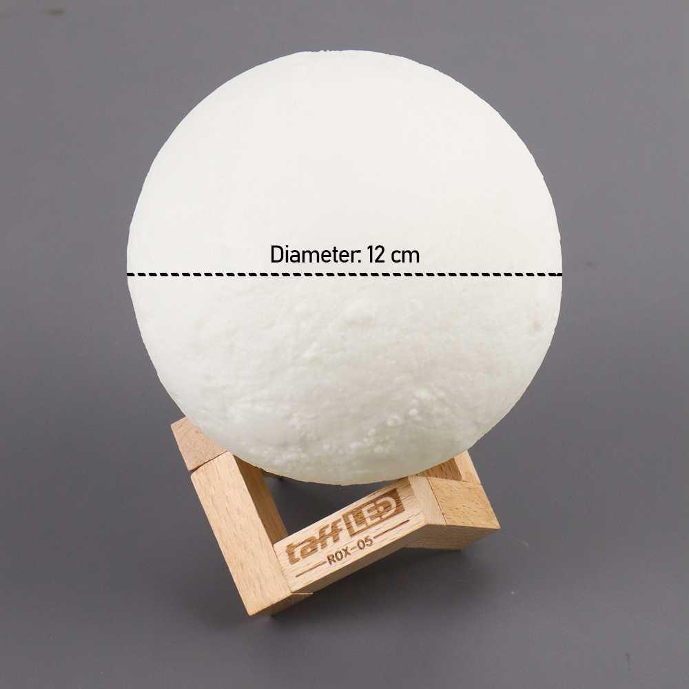 TaffLED Lampu Tidur 3D Printed Moon Night Light Lamp 12 cm - ROX-05 Lampu Tidur Aesthetic Lampu Led Kamar Hiasan Kamar Aesthetic Lampu Led Strip Proyektor Lampu Kamar Led Strip Lampu Kamar Tidur Hiasan Dinding Aesthetic Kamar Aesthetic Colokan