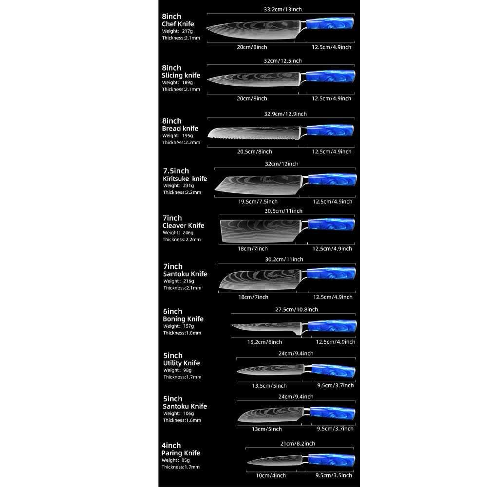 MYVIT Pisau Dapur Kitchen Damascus Pattern LFG56 Pisau Set Pisau Dapur Pisau Dapur Set Set Pisau Dapur Peralatan Dapur Lengkap Alat Masak Set Pisau Kecil Pisau Set Talenan Pancing Set Lengkap Knife Pisau Dapur Super Tajam Pisau Tajam Pisau Stainless Stain
