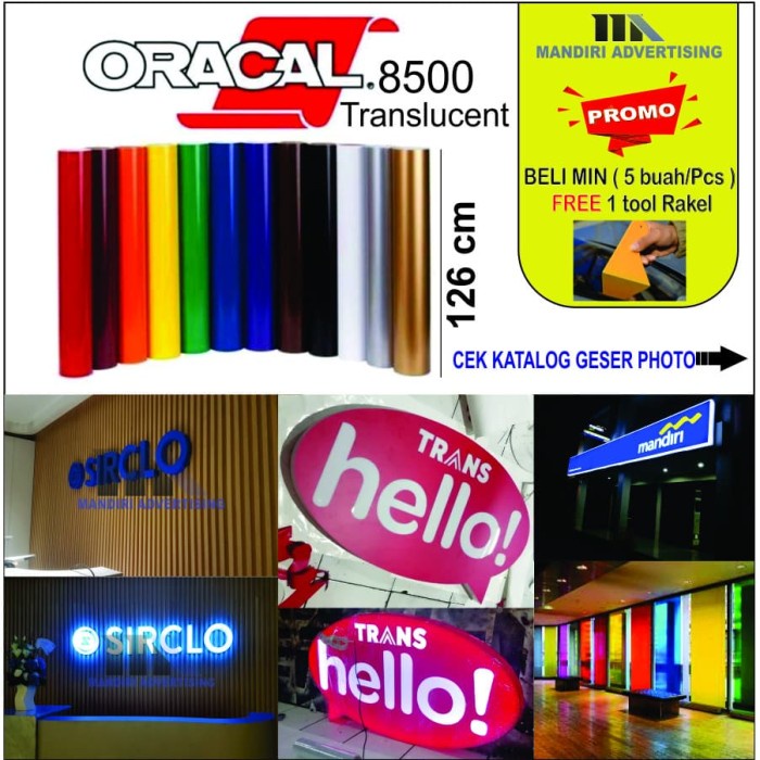 Terlaris Stiker Warna - Oracal 8500 Translucent