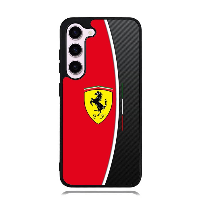 Casing Samsung S23 S22 S21 S20 S10 S10e S9 S8 S7 Ultra Plus FE Lite Edge 2020 5G Ferrari Logo Carbon