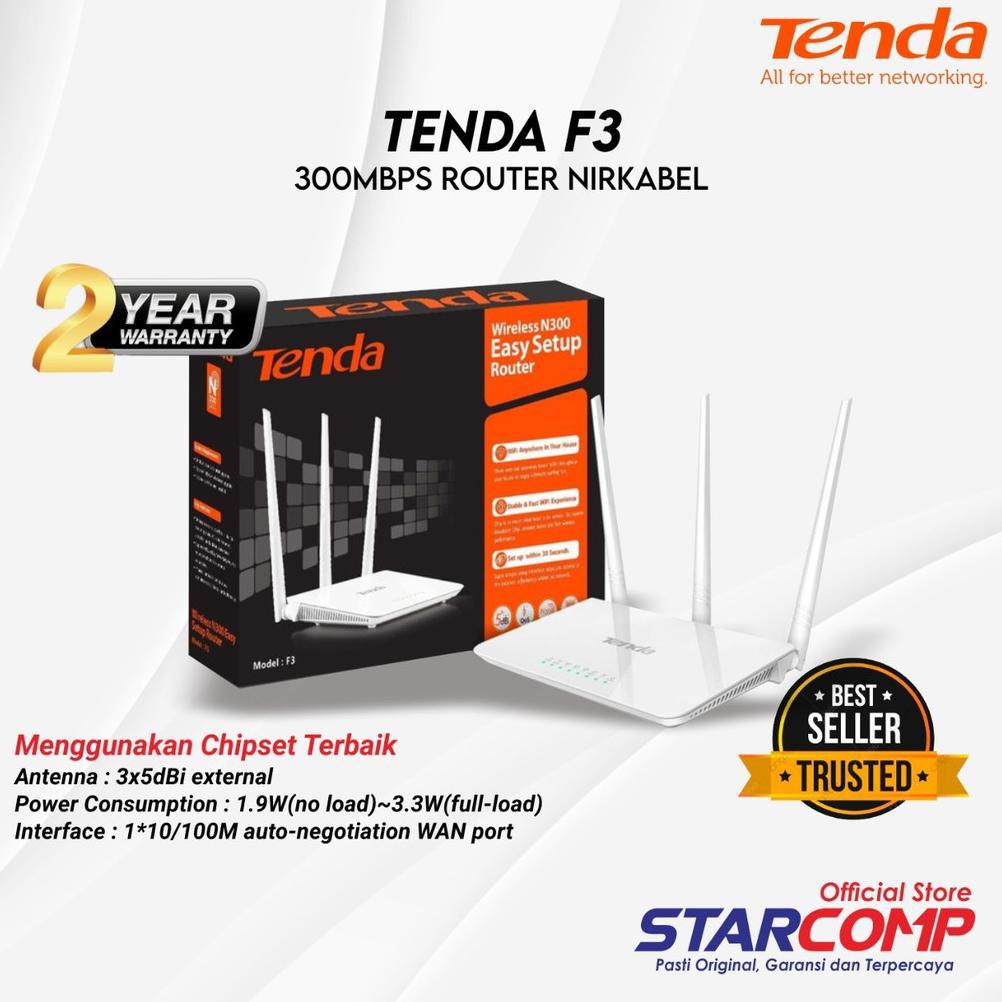 Wireless Router Tenda F3 300Mbps 3xAntenna 5dBi