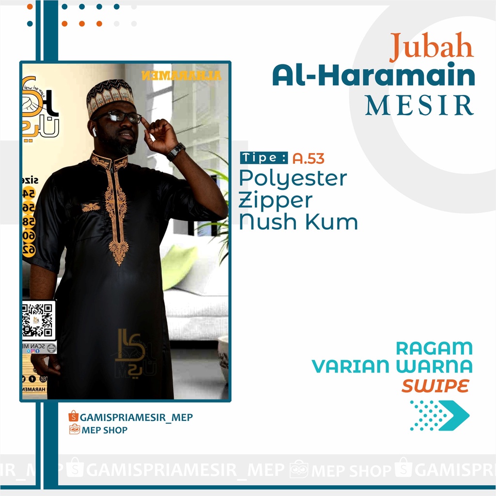 GAMIS PRIA AL HARAMAIN POLYESTER LENGAN PENDEK IMPORT MESIR ORIGINAL NON MANSET VIETNAM SAUDI LOKAL 