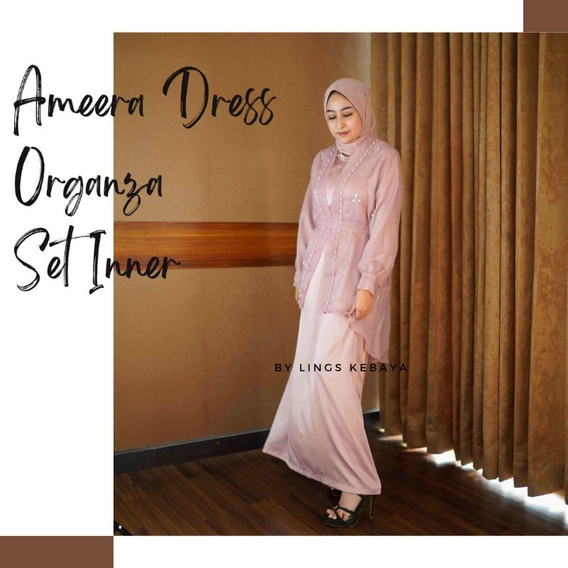 Bridesmaid Dress Kondangan Muslim Organza Outer Set Inner Busui Sage Green Nude Mauve Taro Blue Denim Pink Rosegold