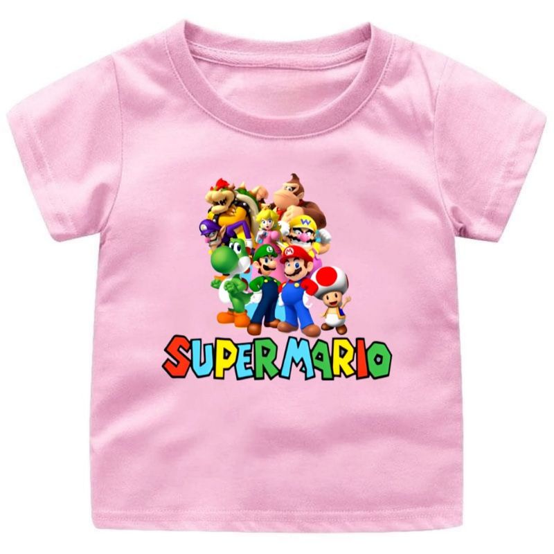 SUPER MARIO NEW Baju Kaos Anak Cowok-Cewek 1-12Tahun SUPER MARIO TERBARU