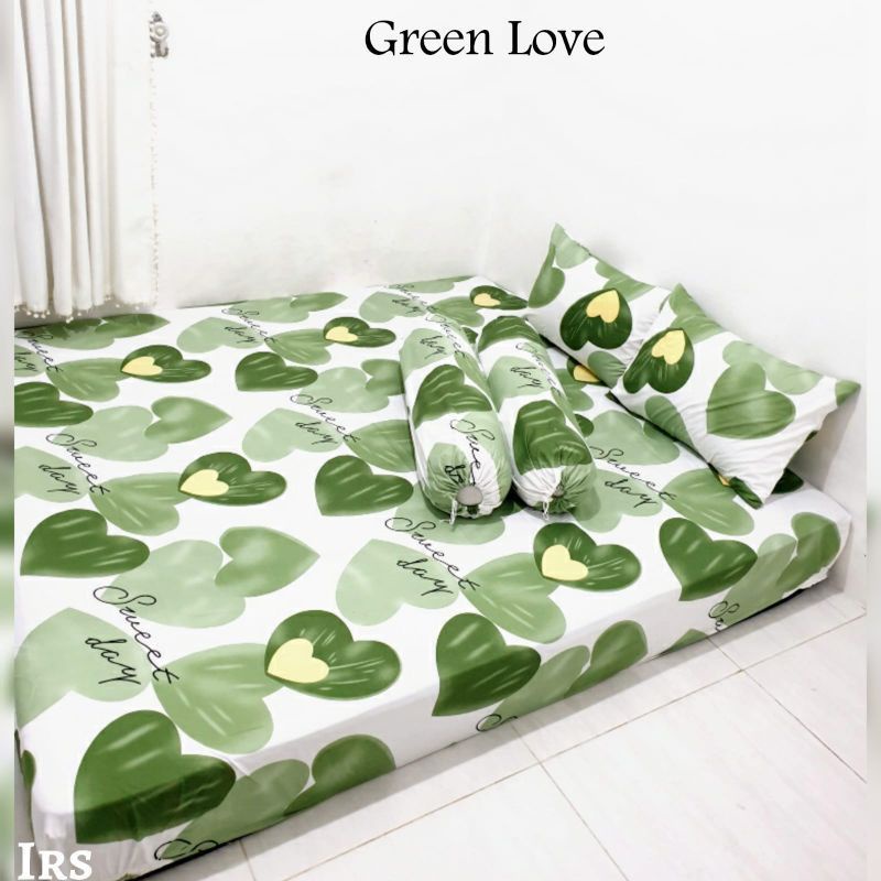 GROSIR SPREI GREEN LOVE/SPREI MOTIF GREEN SAGE/SPREI LOVE GREEN UKURAN 120/160/180