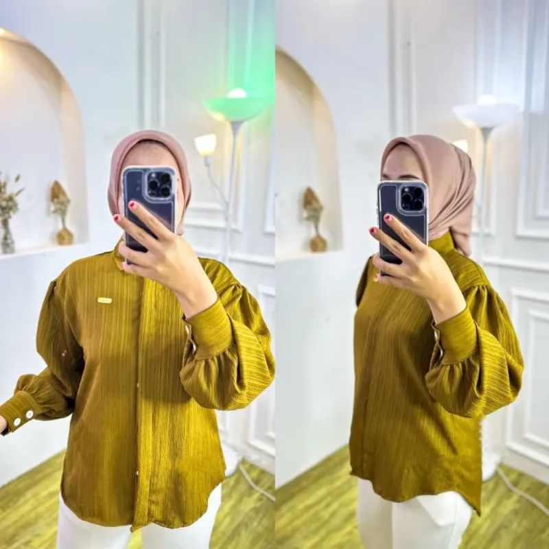 Kemeja Balon Baby Crush - Shirt Blouse Wanita Lengan Panjang