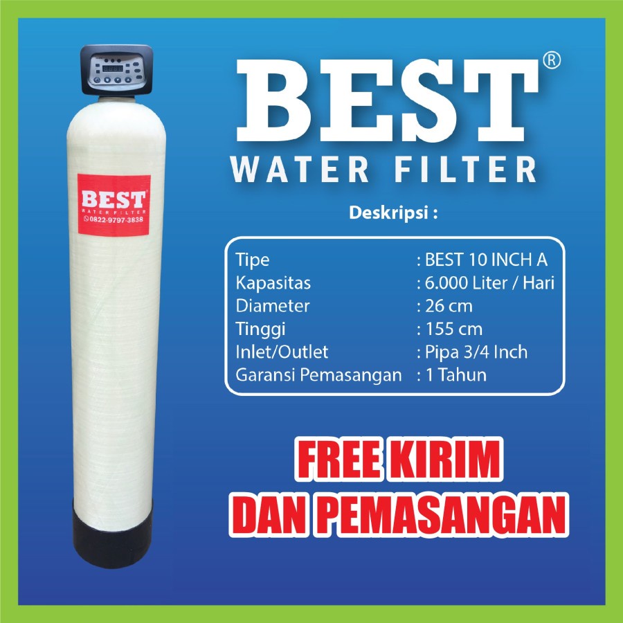FILTER AIR SUMUR BOR / PDAM KERUH / BERBAU / ZAT BESI 10" AUTOMATIC