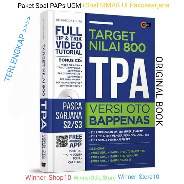 Terlaris Buku Target Skor 800 Tpa Bappenas Dan PascasarjanaPaps Ugm+Simak Ui