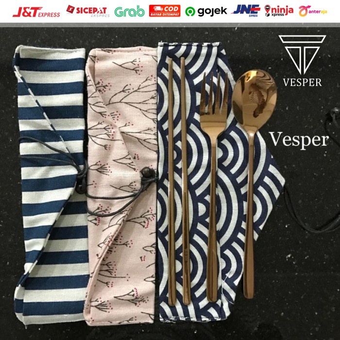 Paket Sendok Garpu Sumpit Korea / Sendok Garpu Sumpit Warna Set Trs0X-79