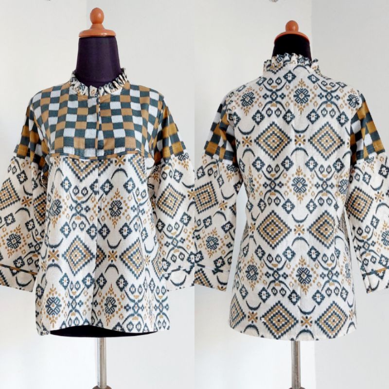 NEW ARRIVAL BAJU BATIK WANITA ATASAN KERJA KANTOR FULL KATUN  KANCING DEPAN