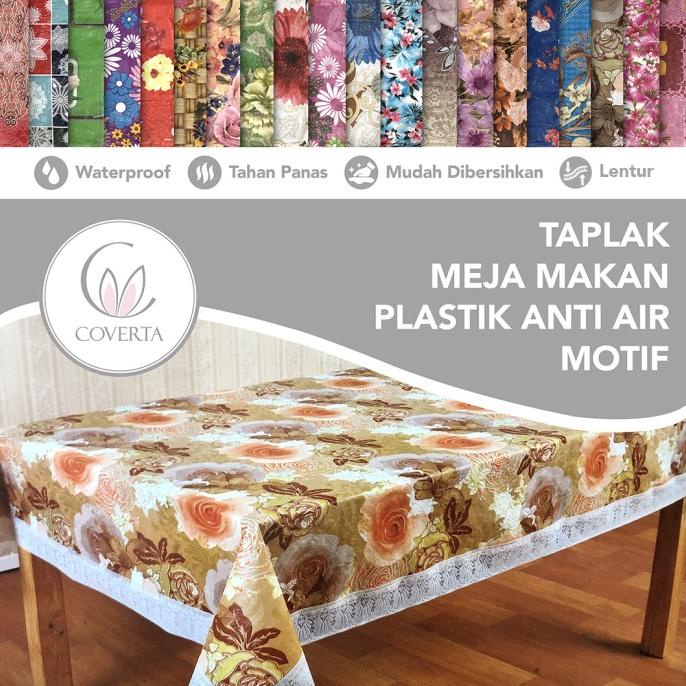 Taplak Meja Makan Plastik SEGI 6-8 Kursi Motif Anti Air
