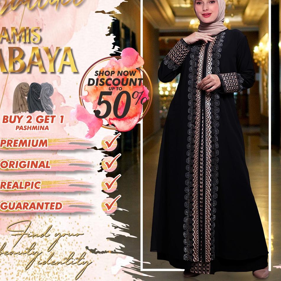 MAB.5Ap23e ‑ [ ARALLUCE ] Baju Dress Gamis Muslim Wanita Abaya Turkey Turki Arab Mewah Elegan Warna 