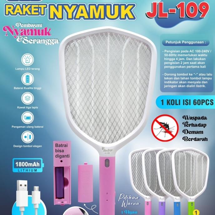 Raket Nyamuk LED Rechargeable / Perangkap Nyamuk Listrik