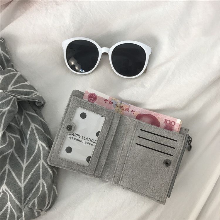 Sera Korean ins short wallet female Korean version bordir baru mini student wallet Mori personality zipper bag