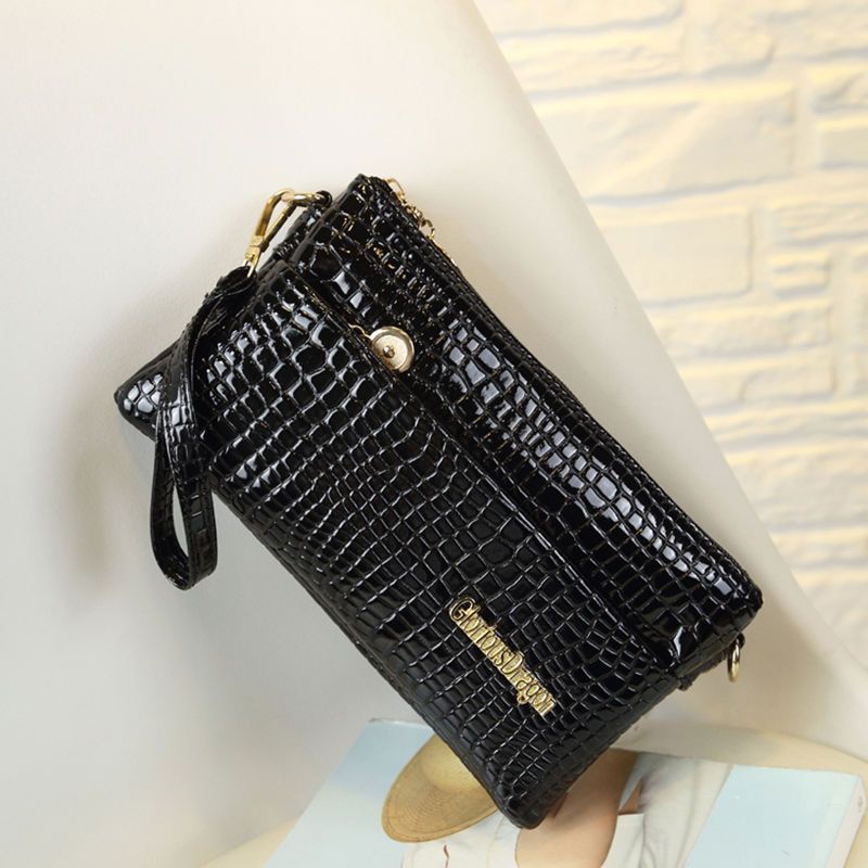 Sera tas wanita multi-layer zipper Messenger dompet koin ponsel koleksi bisnis dompet pola buaya wanita paruh baya dan lanjut usia