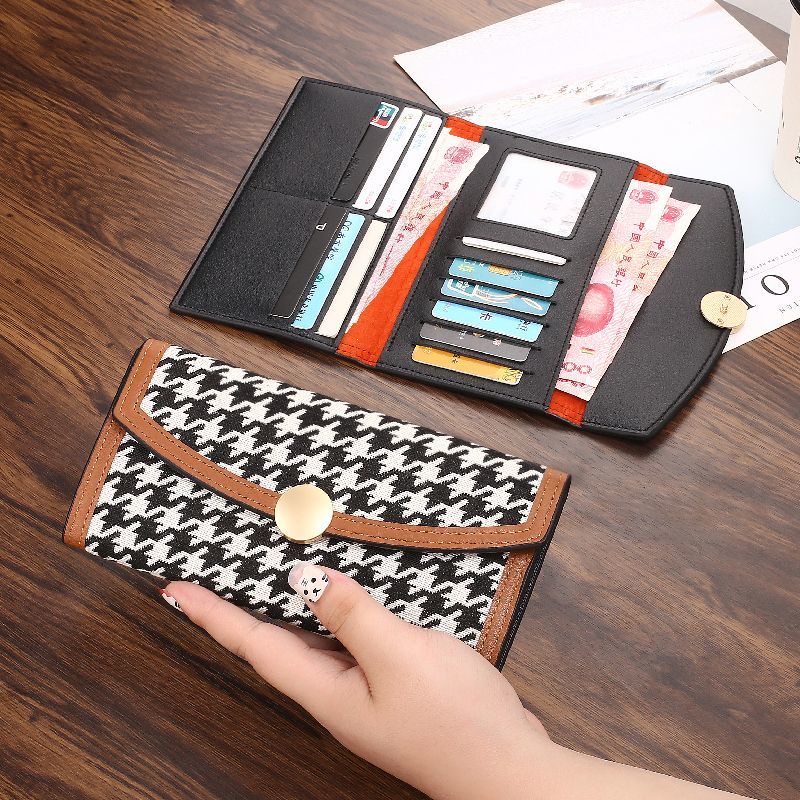 Sera Wallet 2022 New Fashion Retro Fashion Houndstooth Clutch Wallet Long Section Women Trendy Clutch Card Holder