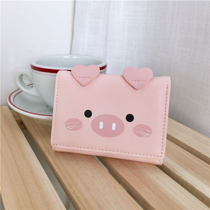 Sera pig coin purse 2023 ins girl student cute cartoon simple short wallet card bag