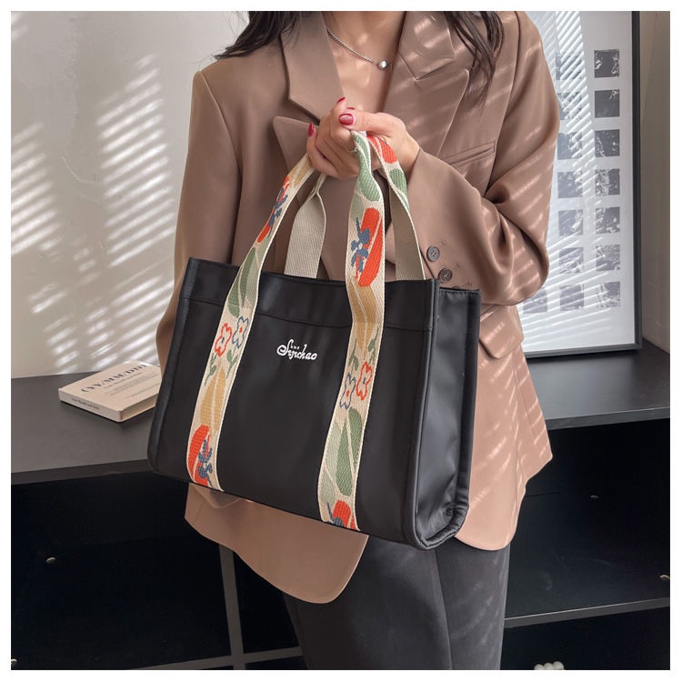 Sera tekstur berkualitas tinggi kelas mahasiswa tas penggunaan ganda berkapasitas besar fashion all-match portable shoulder Messenger tote bag