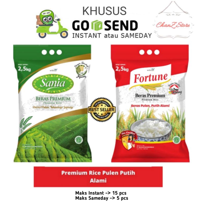 

BERAS PREMIUM FORTUNE & SANIA 2.5KG PULEN PUTIH ALAMI BERKUALITAS FREE PACKING