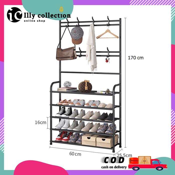 hanger Stand Hanger Double Pole Gantungan Baju Dua Tiang Dengan Roda - 3 in 1(Z4B2) stand hanger kay