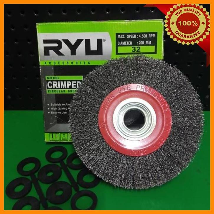 

(sara) ryu circular brush crimped 8 inch 200mm 0.3mm / sikat piring lurus 8