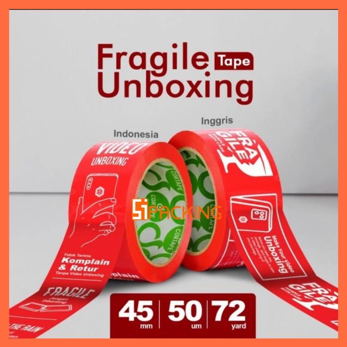 

Terlaris Lakban Fragile Merah Isolasi Selotip Unboxing Tape Cortape 45Mm