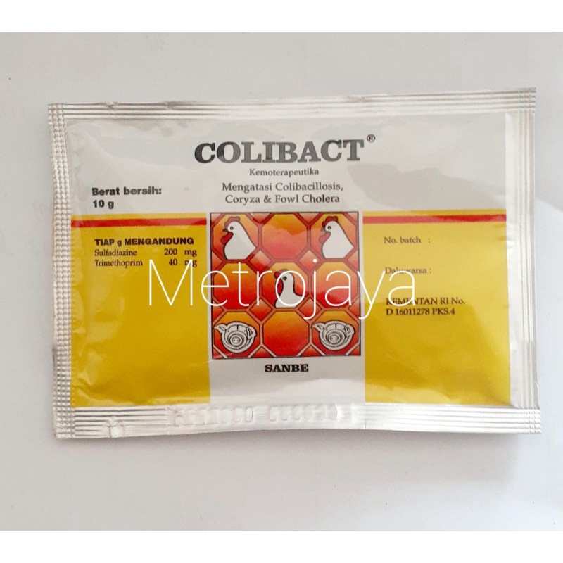 COLIBACT 10gr obat mencret, flu, hidung berair, berak kapur Ayam, Babi
