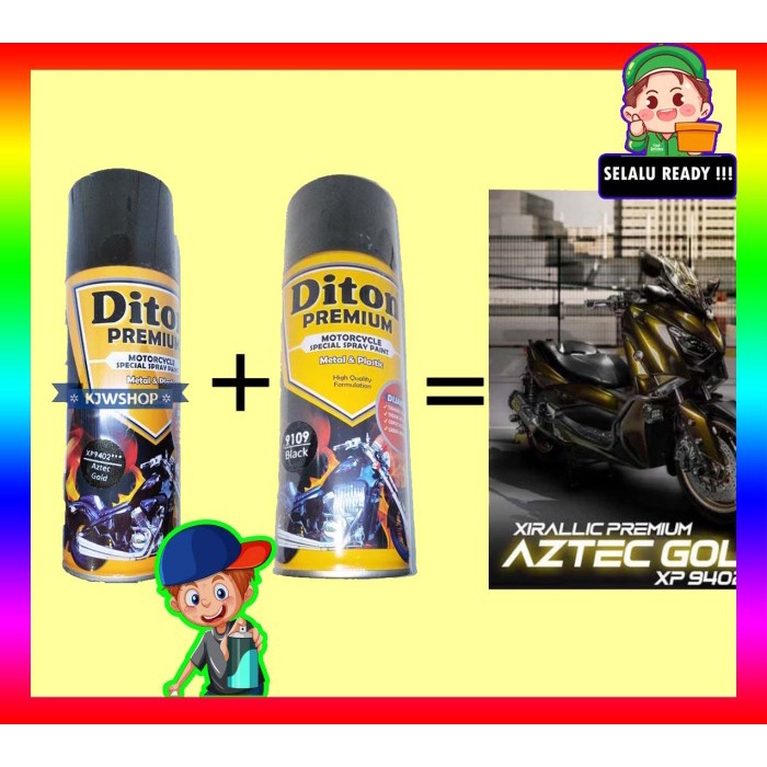Paket Diton Premium Xirallic XP 9402 Aztec Gold dan Black 9109 murah