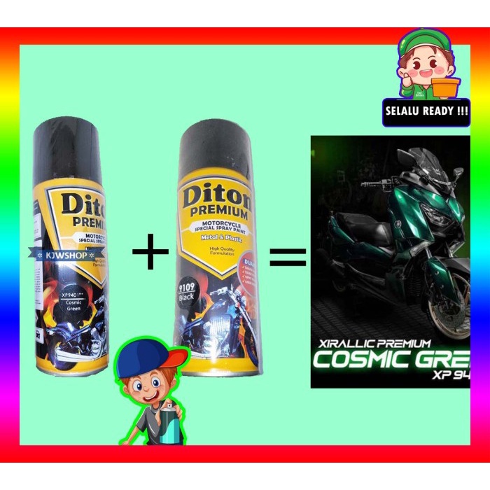 Paket Diton Premium Xirallic XP 9401 Cosmic Green Hijau dan Black 9109 murah