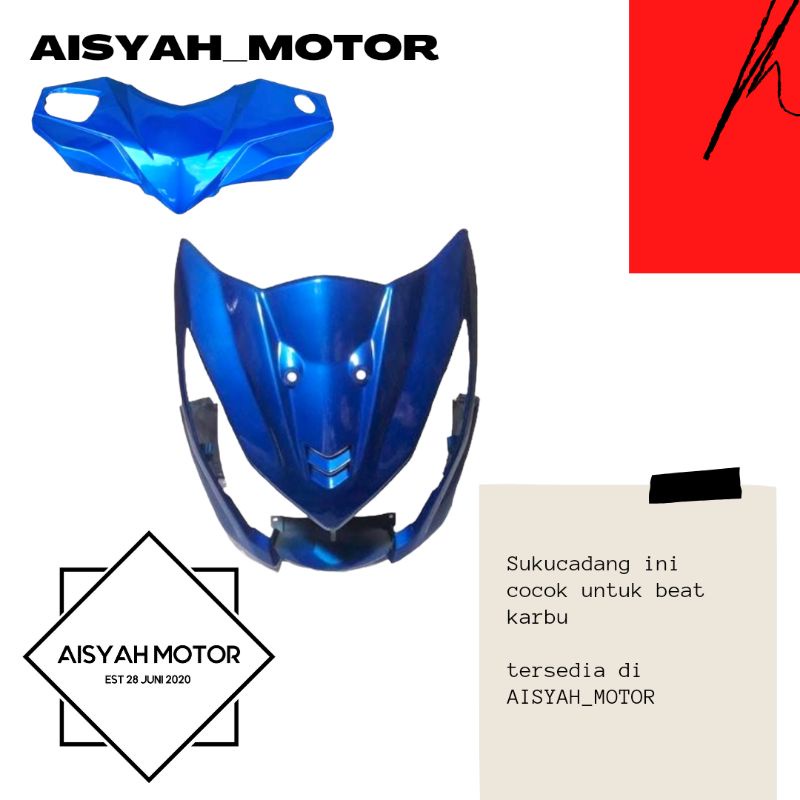 Cover Bodi Batok Depan Tameng Honda Beat FI Warna Biru Tahun 2012-2014