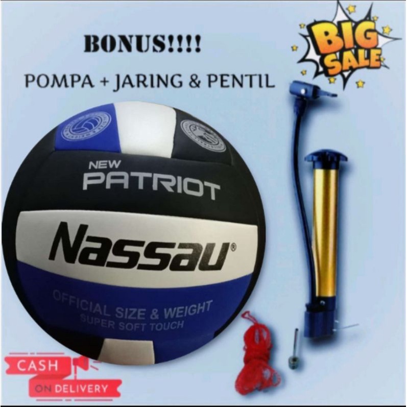 bola voli patriot nassau jahit gratis pompa dan jaring dop bola