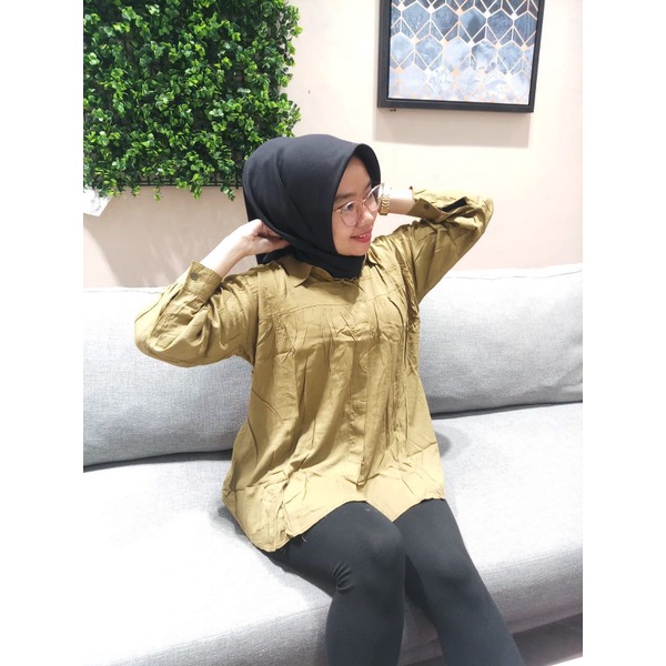 KEMEJA WANITA BLOUSE POLOS BAHAN TWIL RAYON PREMIUM BAHAN ADEM