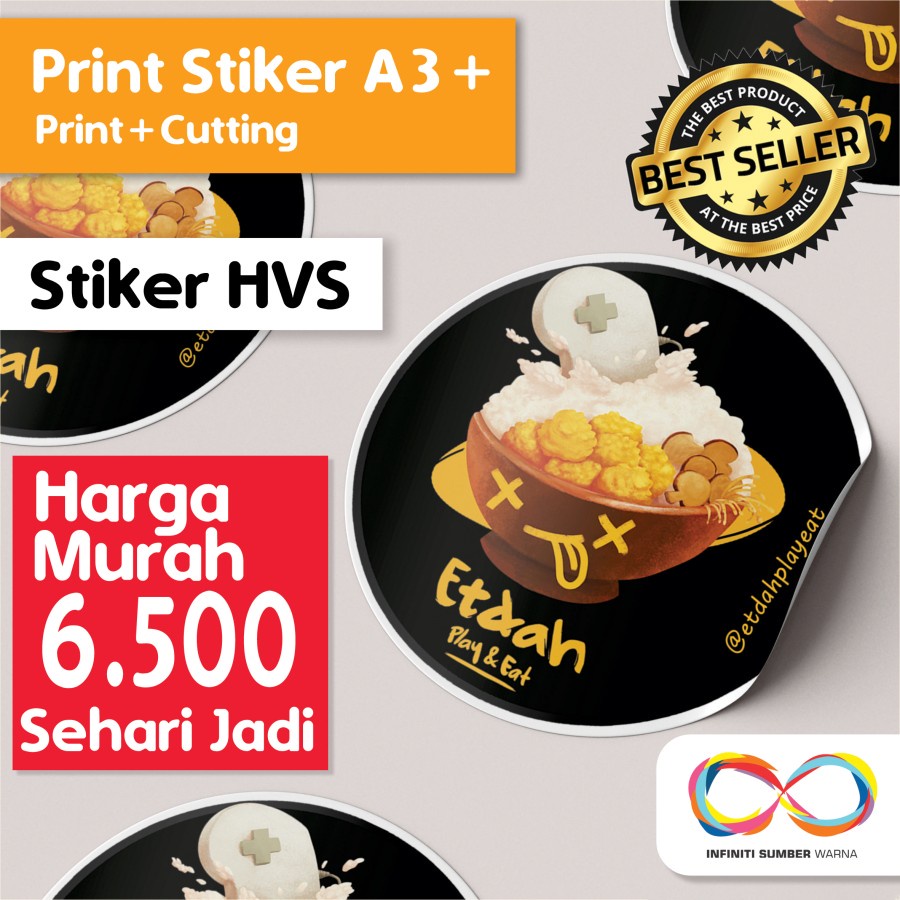 

Cetak Stiker / Sticker / HVS A3+ (Print + Cutting)
