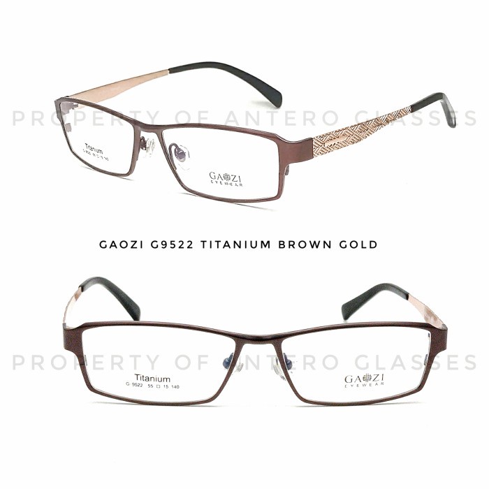 frame kacamata pria wanita full frame gaozi titanium G9522 original