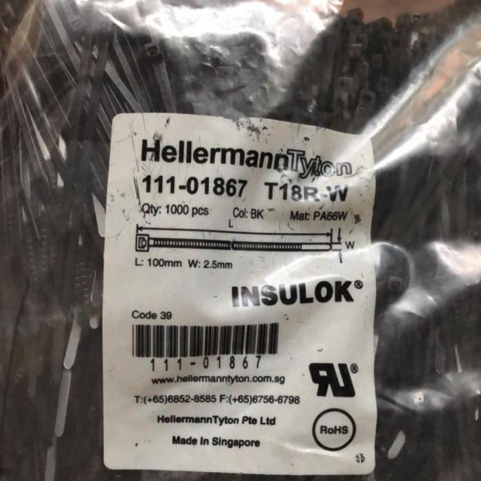 

Terlaris Klip Kabel Ties 10 Cm T18R Hitam Merk Hellermann Tyton - Isi 1000 Piece/Pk