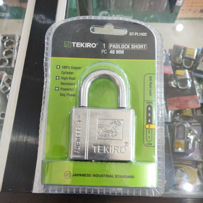 kunci gembok 40mm tekiro/kunci pagar 40mm tekiro ( anak kunci 4pc)
