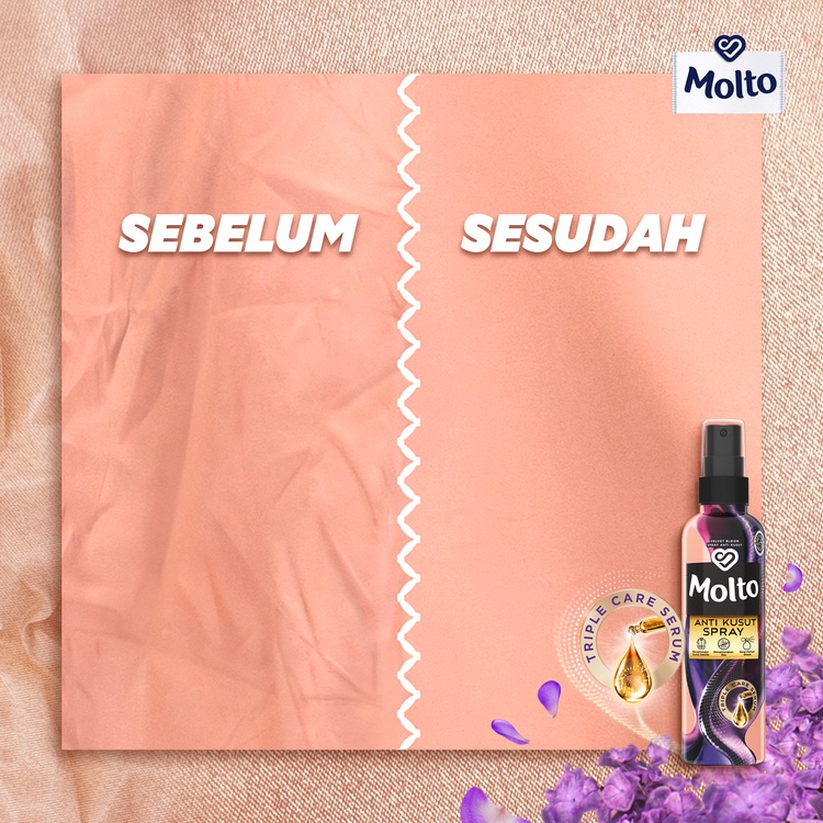 MOLTO ANTI KUSUT VELVET BLOOM SPRAY 100ML - SPRAY ANTI KUSUT, SPRAY PAKAIAN